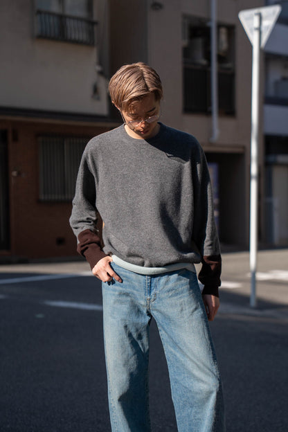 EXTRA FINE WOOL KNIT COLOR BLOCK LS(ST.1479)