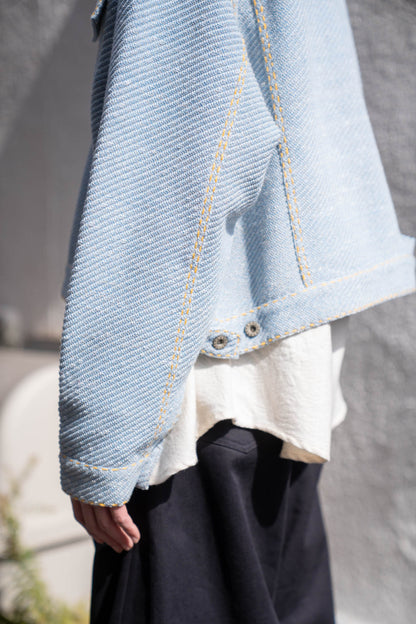 Knitted Denim Jacket with Hand Stitching