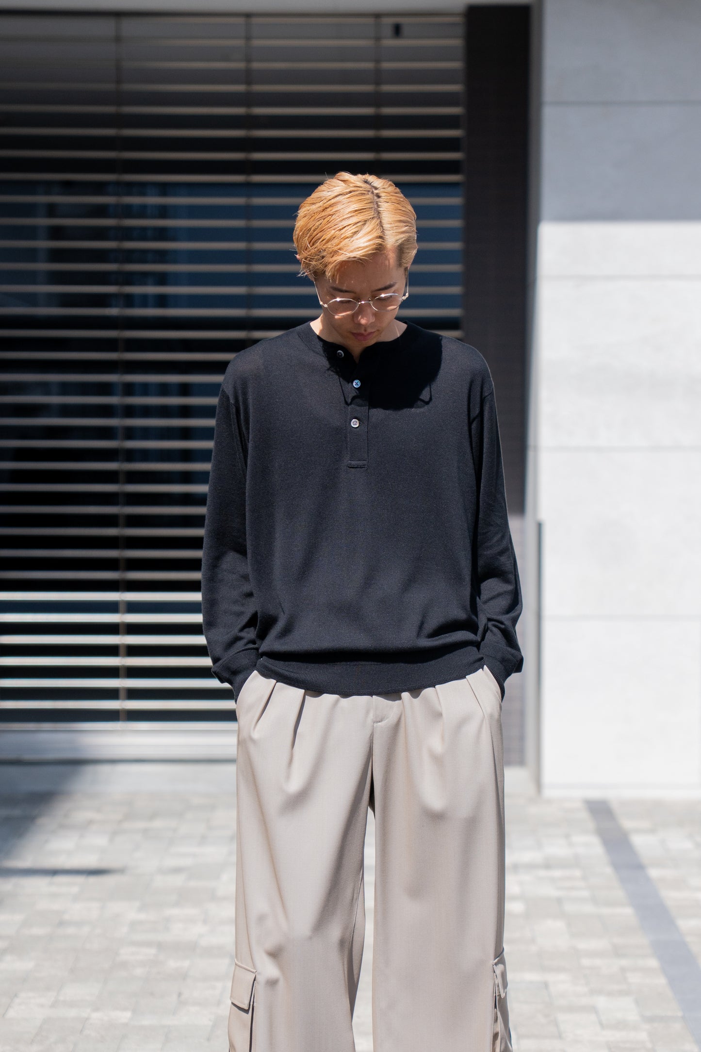 SILK HENLEY NECK PULL OVER / SLPO