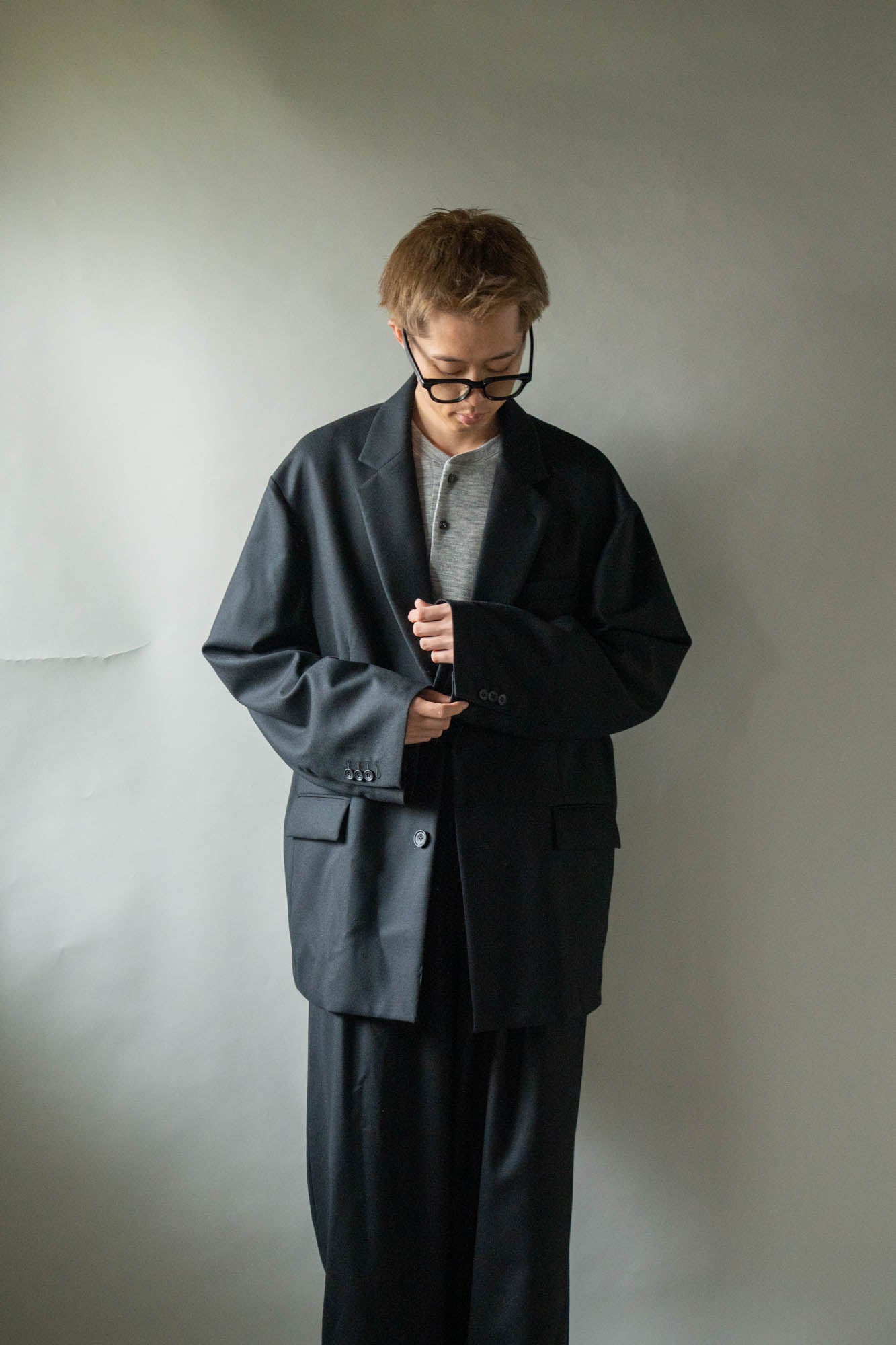 WOOL FLANNEL OVERSIZED SINGLE BREASTED JACKET(ST.1593)