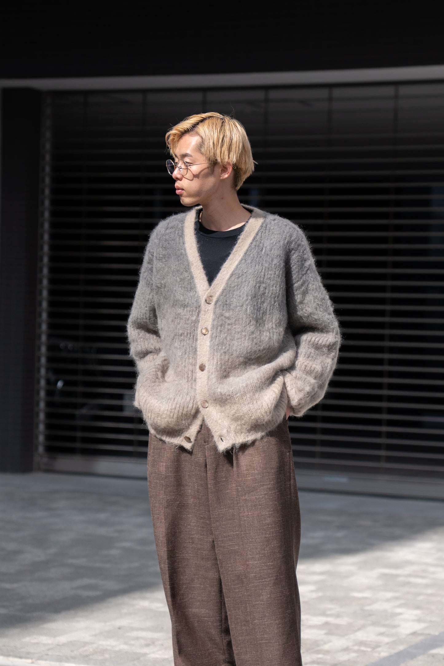 MOHAIR GRADATION BORDER CARDIGAN