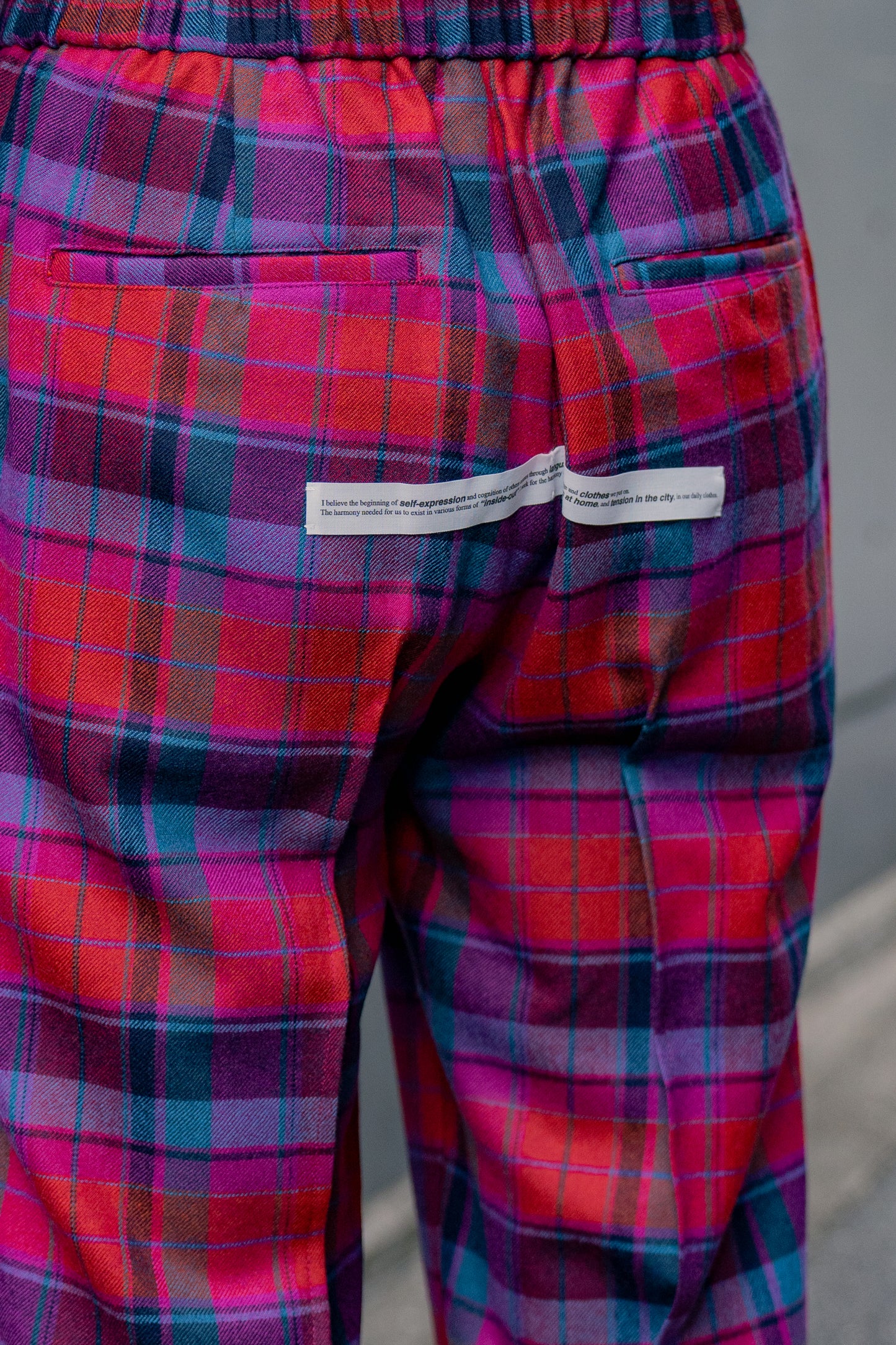 Wool Check Pin Tuck Easy Trouser