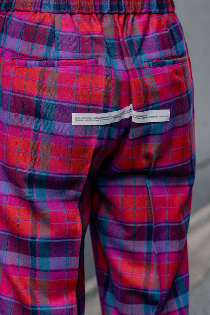 Wool Check Pin Tuck Easy Trouser