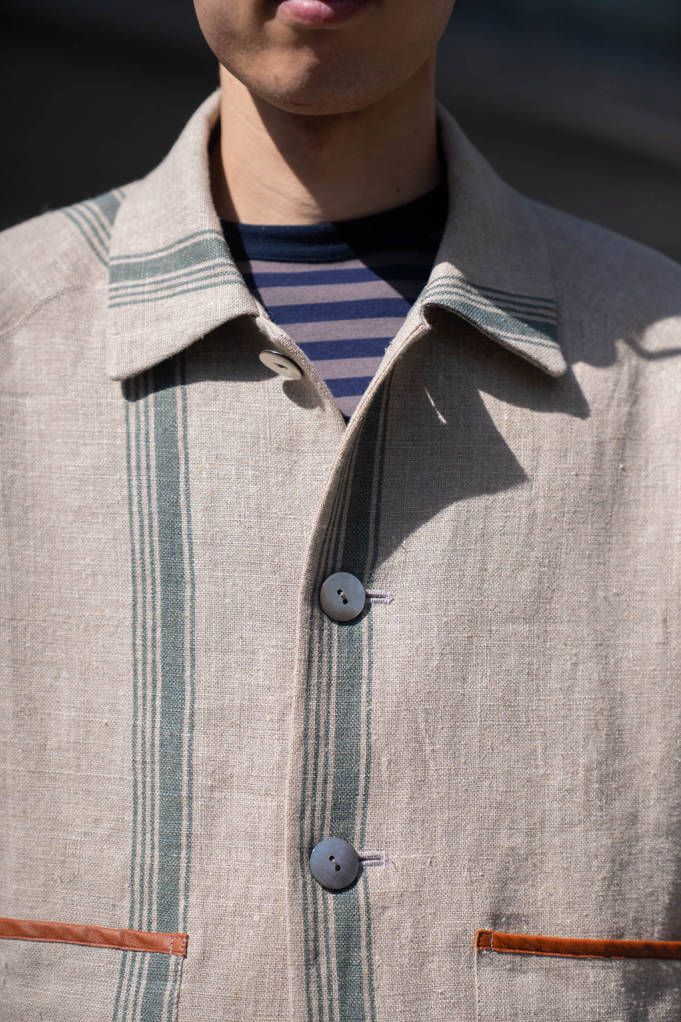 FLLOWER SAK LINEN STRIPE JACKET