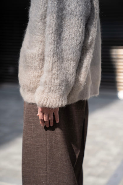 MOHAIR GRADATION BORDER CARDIGAN