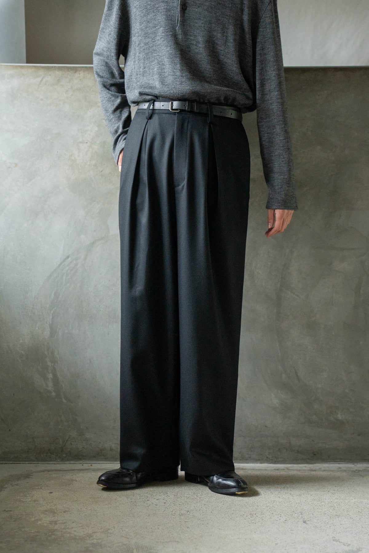 WOOL FLANNEL EASY WIDE TROUSERS(ST.1609)