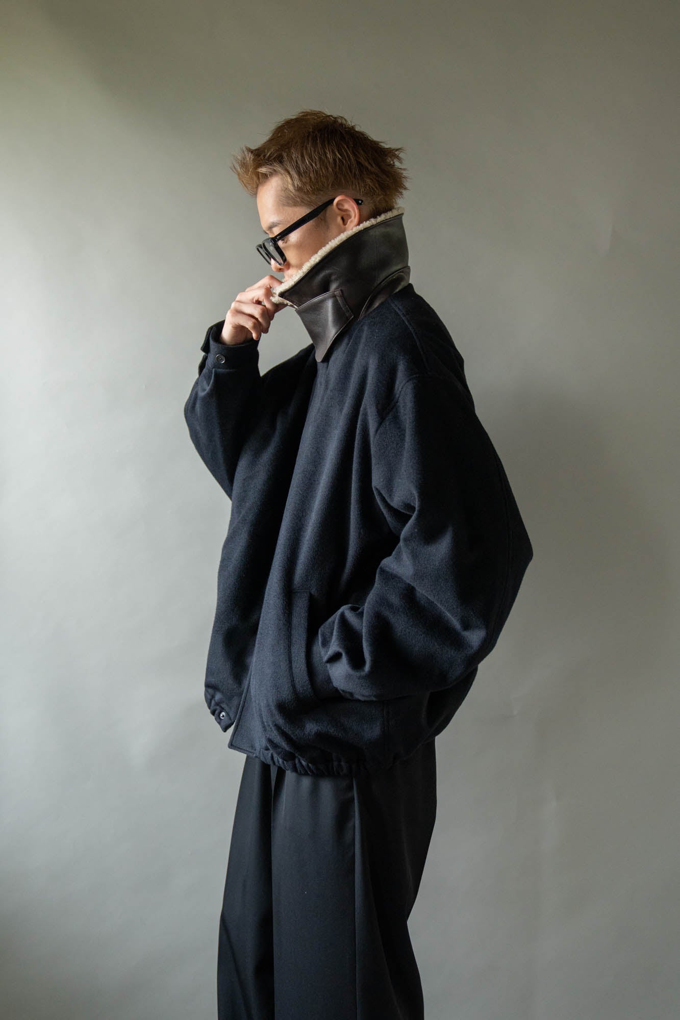 MOUTON COLLAR WOOL CASHMERE PADDED JACKET(ST.1546)