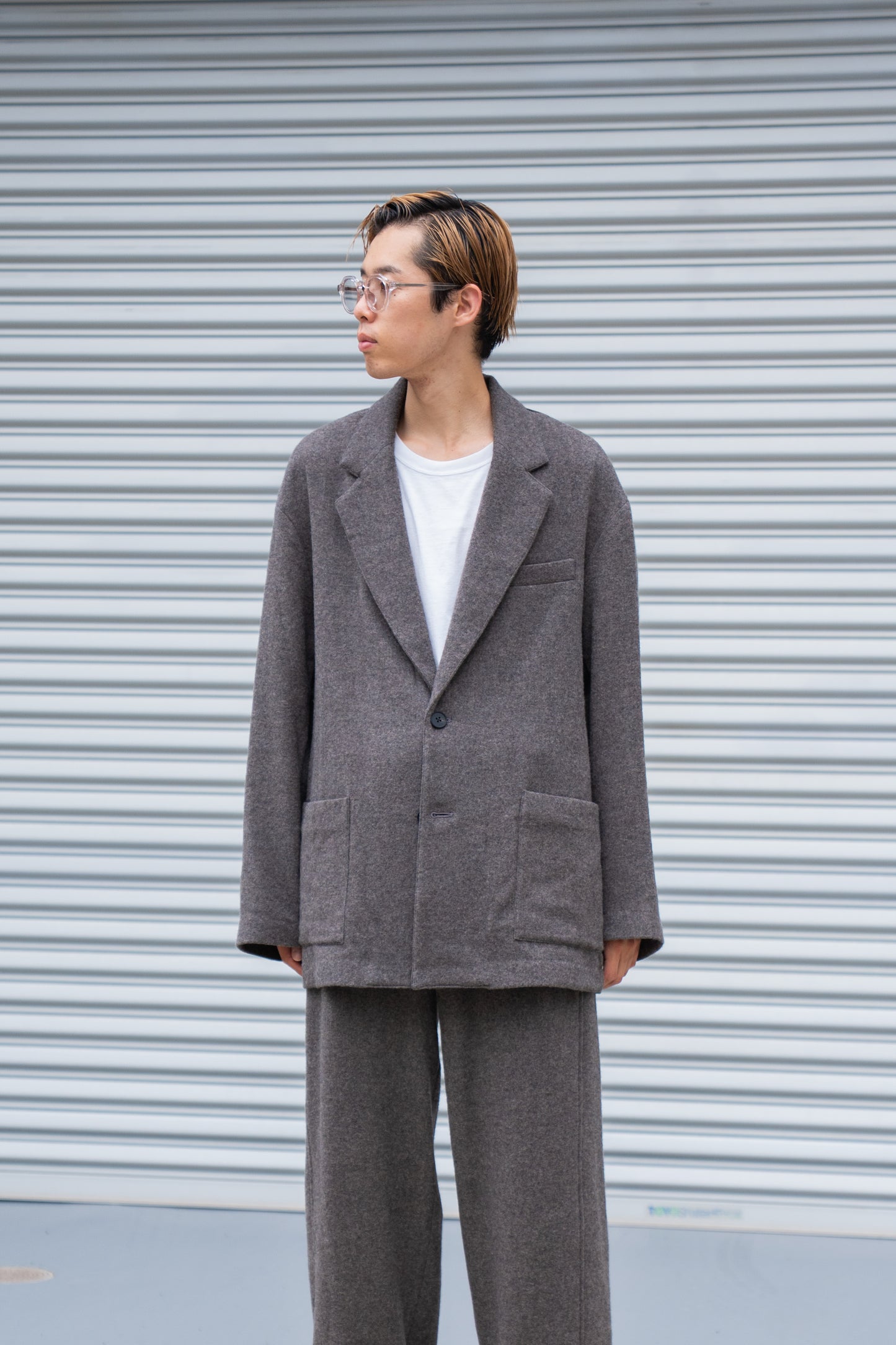 WOOL/CASHMERE FLEECE SINGLE BREASTED JACKET(ST.1268)