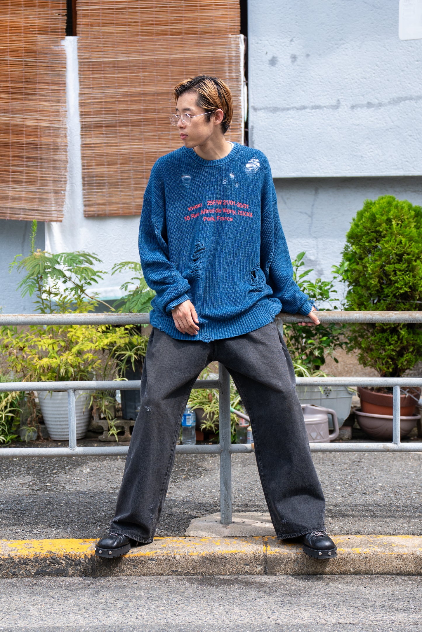 Indigo pullover knit