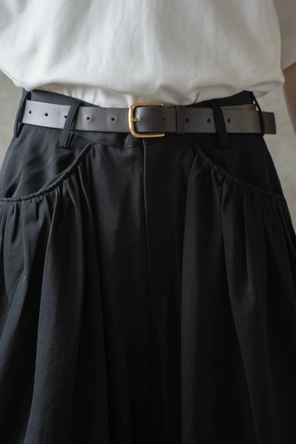 Gather-detail wool gabardine pants