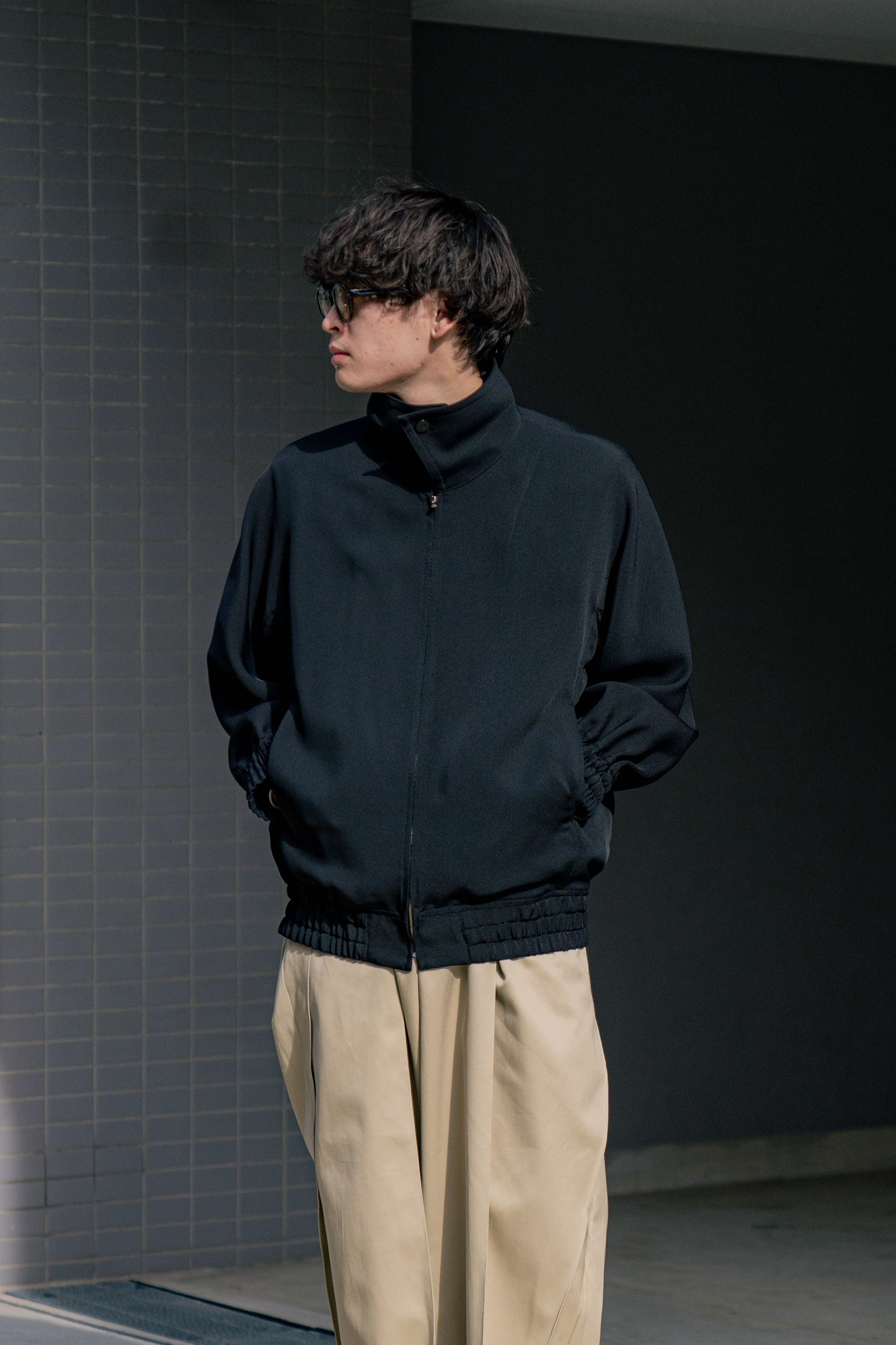 ZIP-UP BLOUSON IN RAYON TRICOTINE