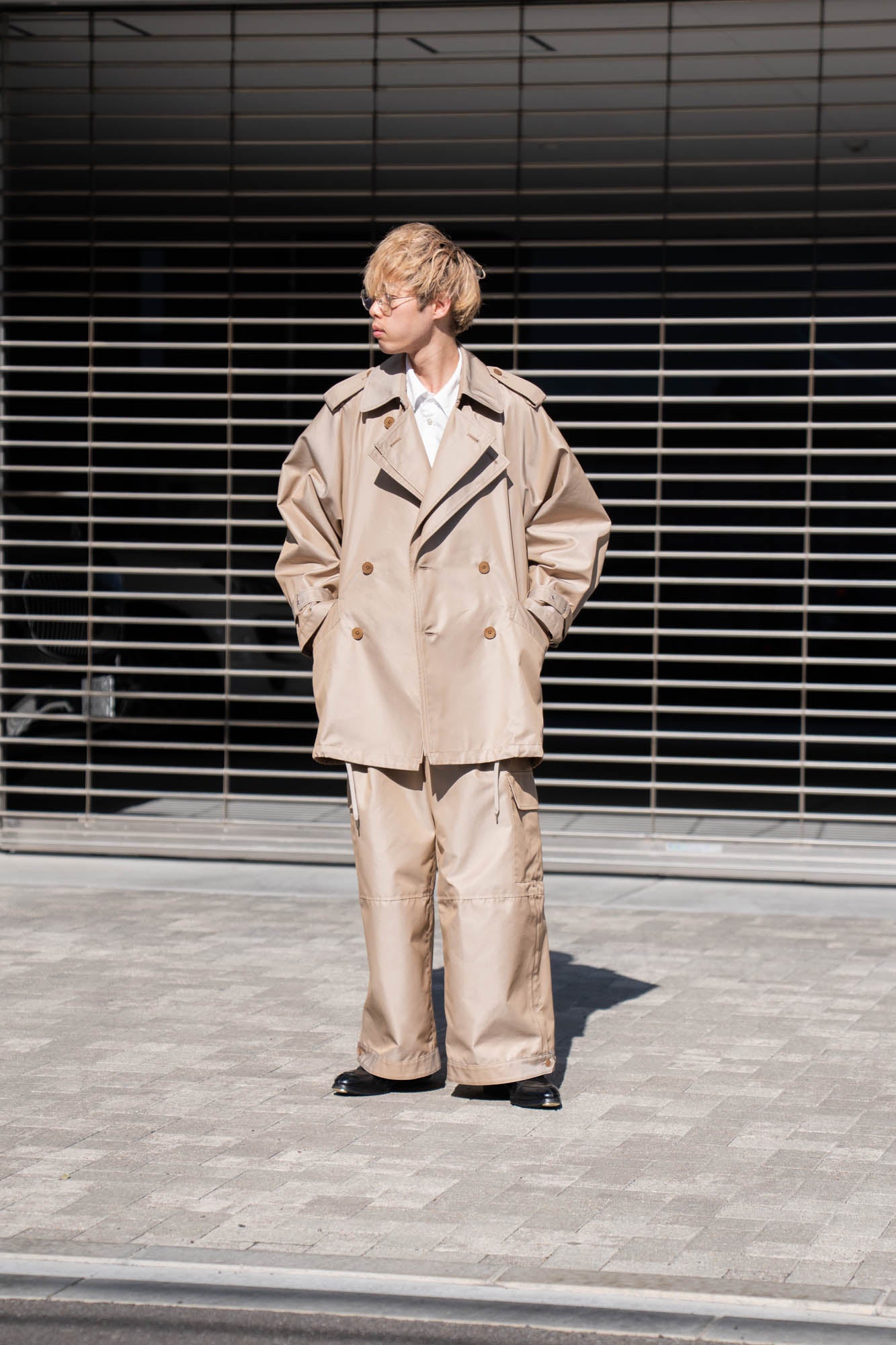 Giza cotton short trench coat