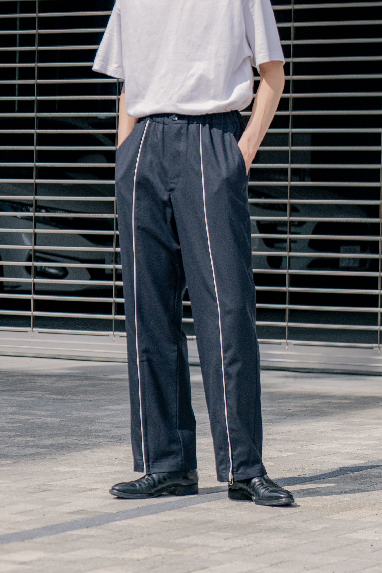 WOOL GABARDINE ZIP TROUSERS PT