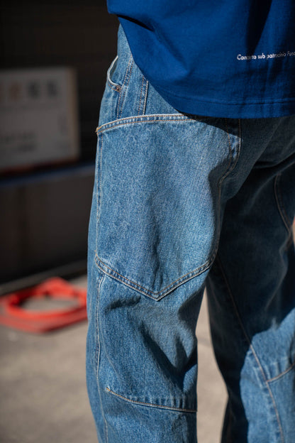 3D Cutting Denim Pants