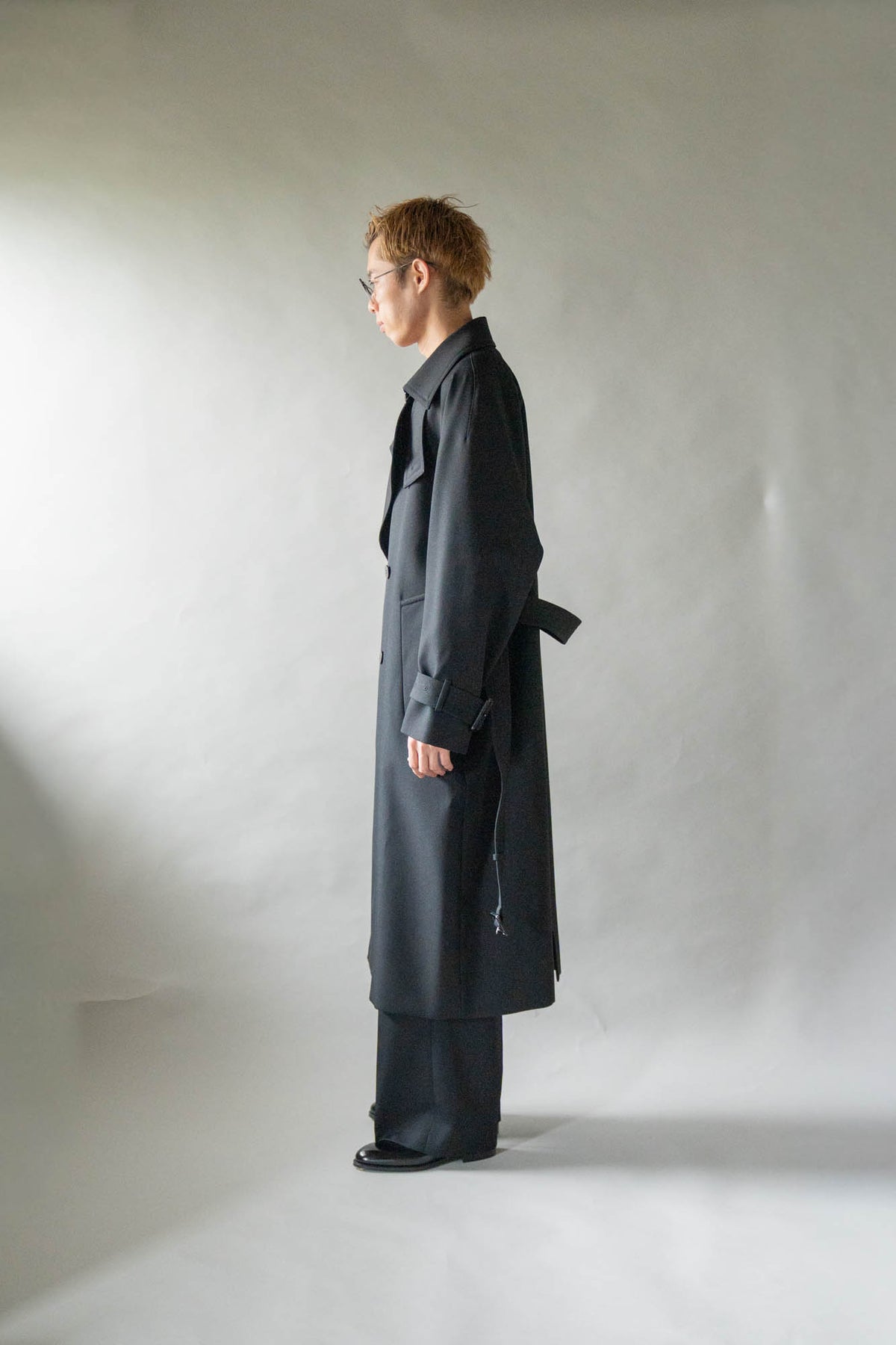 Wool Gabardine Trench Coat In Black