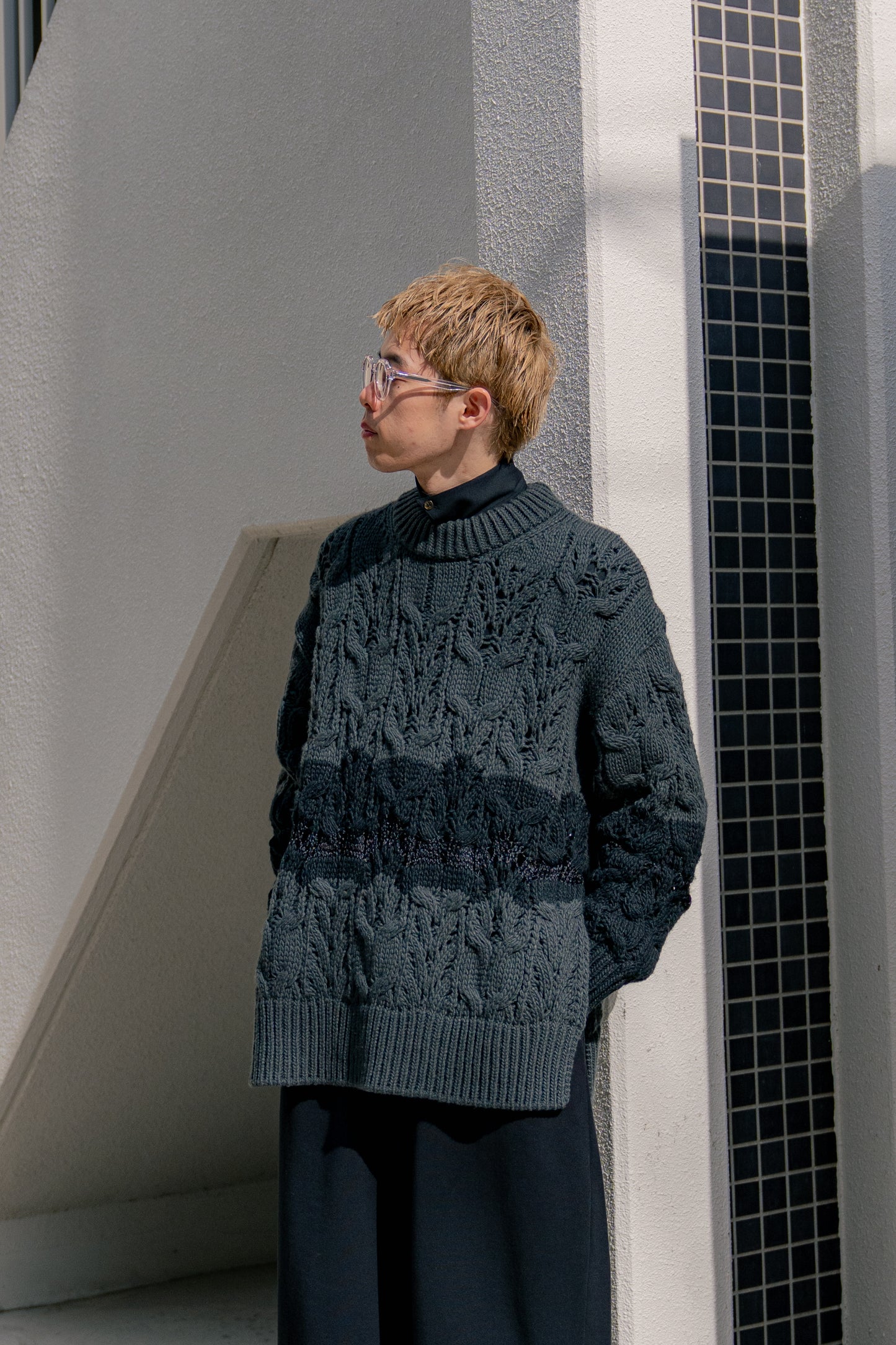 Wool cable knit sweater