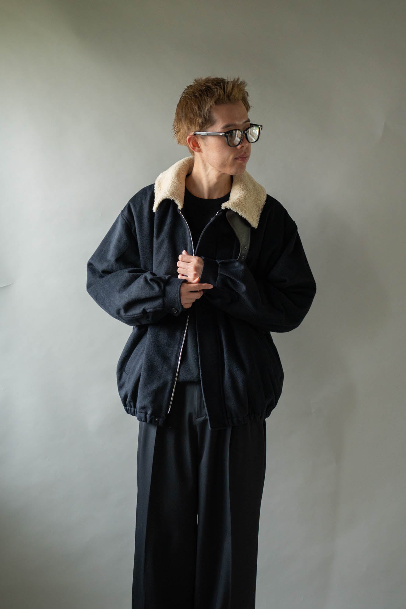 MOUTON COLLAR WOOL CASHMERE PADDED JACKET(ST.1546)