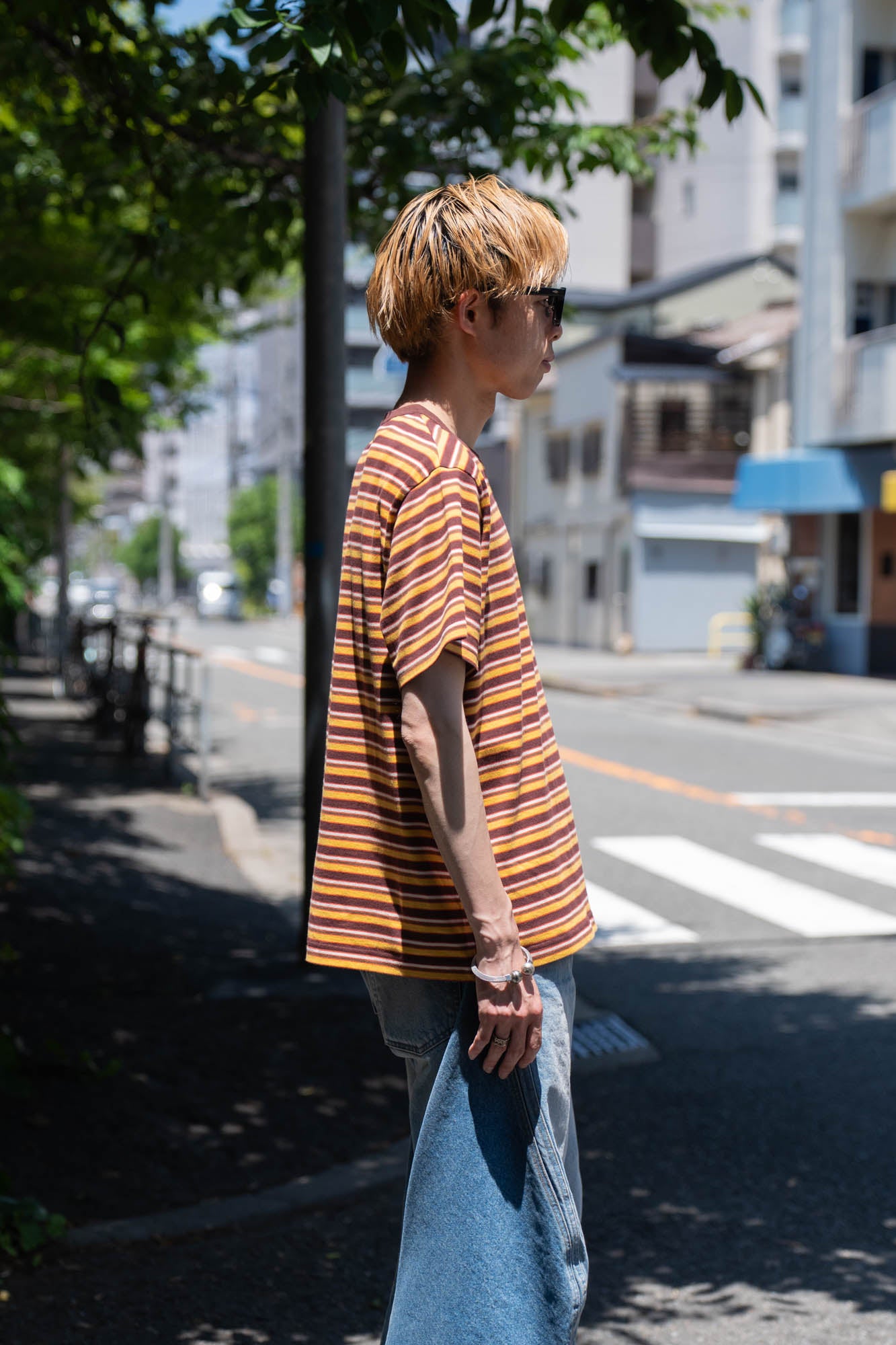 Hand-Embroidered Stripe T-Shirt