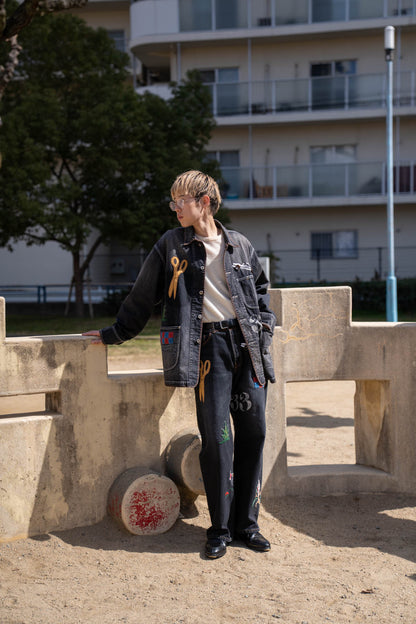 Hand-Embroidered Denim Coverall