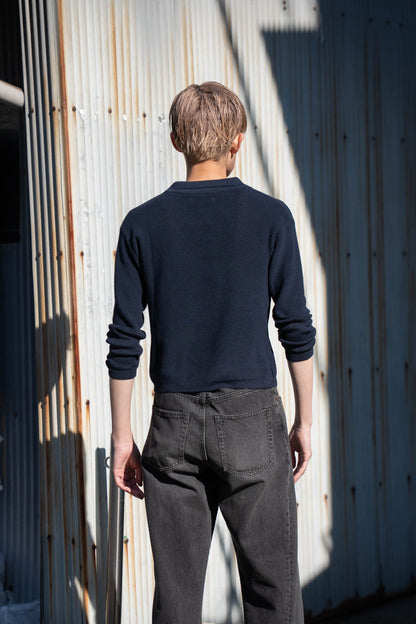 Roll Up Patched Knit in Marcerized Cotton