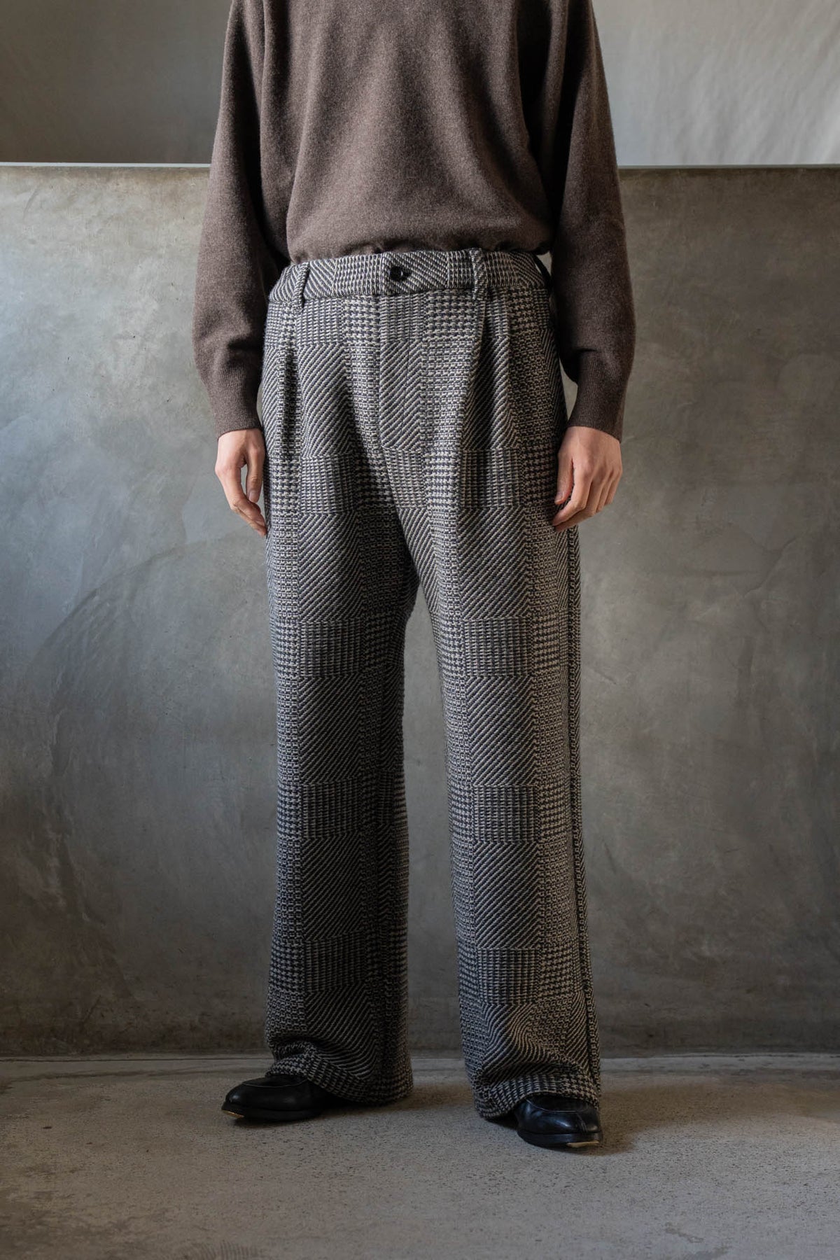 Knitted Tweed Check Trousers