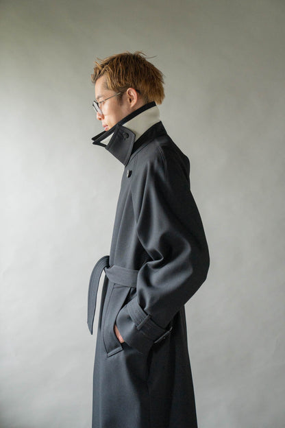 Wool Gabardine Trench Coat In Black