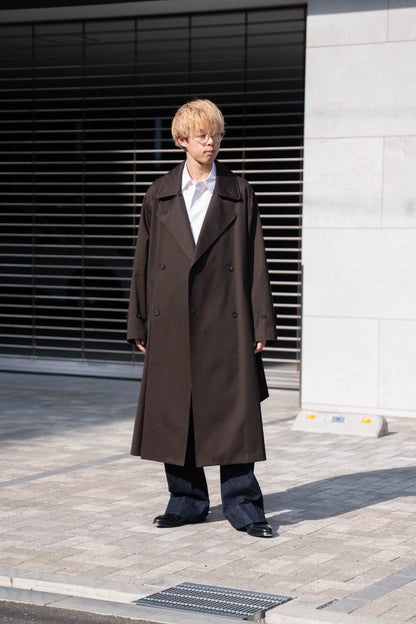 COTTON SATIN OVERSIZED DOUBLE BREASTED COAT(ST.1371)