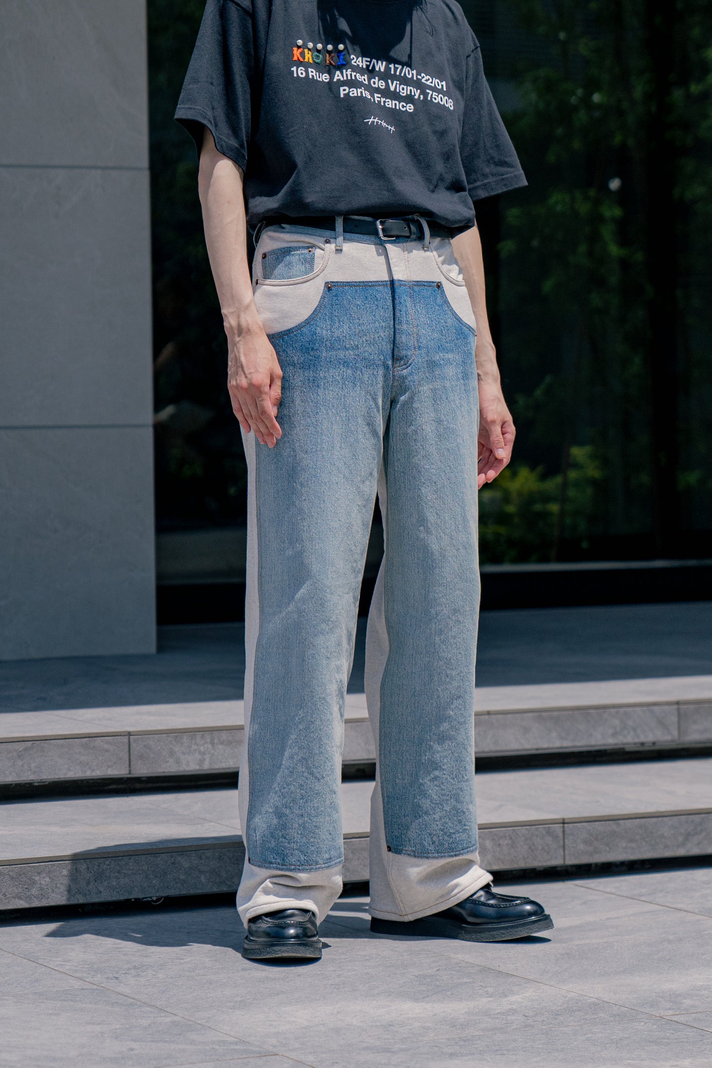 Denim patched swat pants