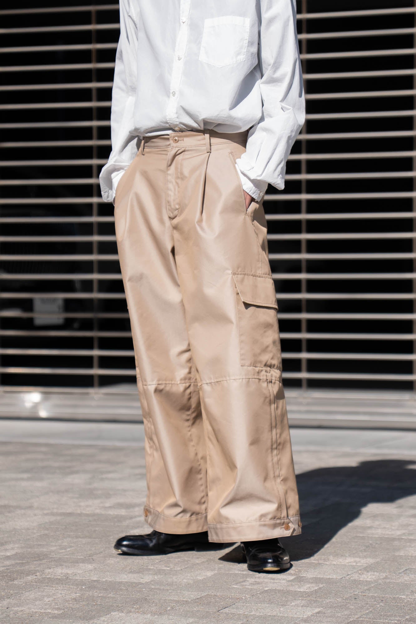 Giza cotton cargo tuck pants