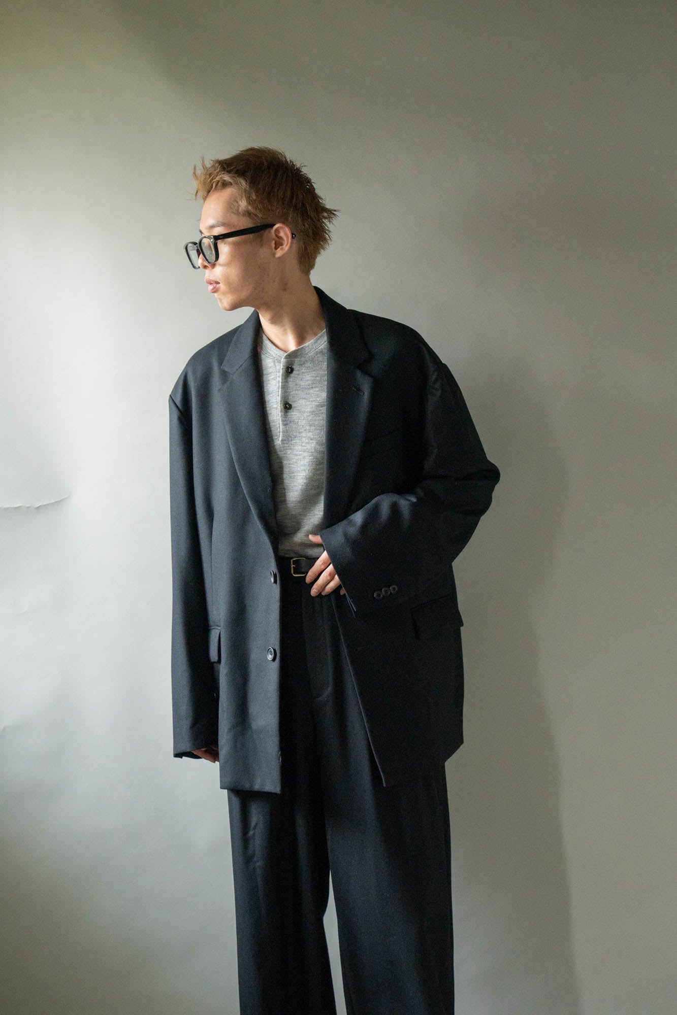 WOOL FLANNEL OVERSIZED SINGLE BREASTED JACKET(ST.1593)