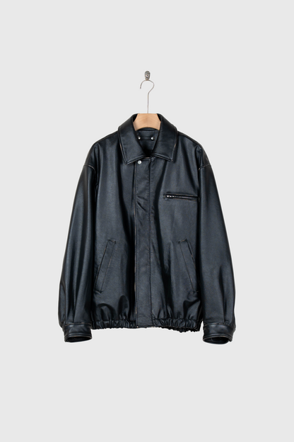 COW LEATHER VINTAGE ZIP JACKET(ST.1380)