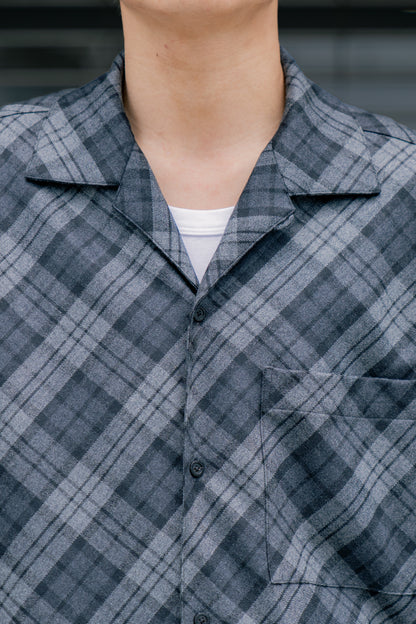 BIASCUT OPEN COLLAR SHIRT