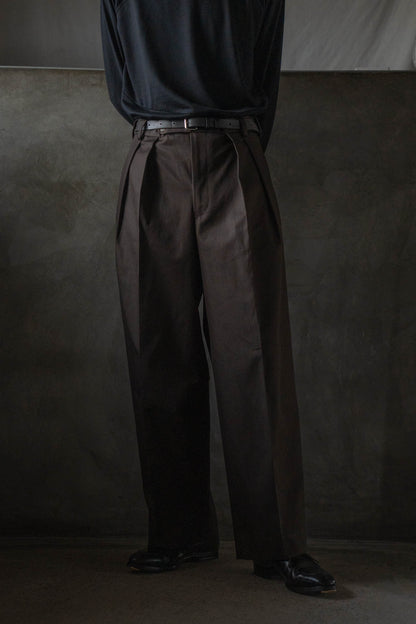 COTTON GABA 2TUCK WIDE SLACKS