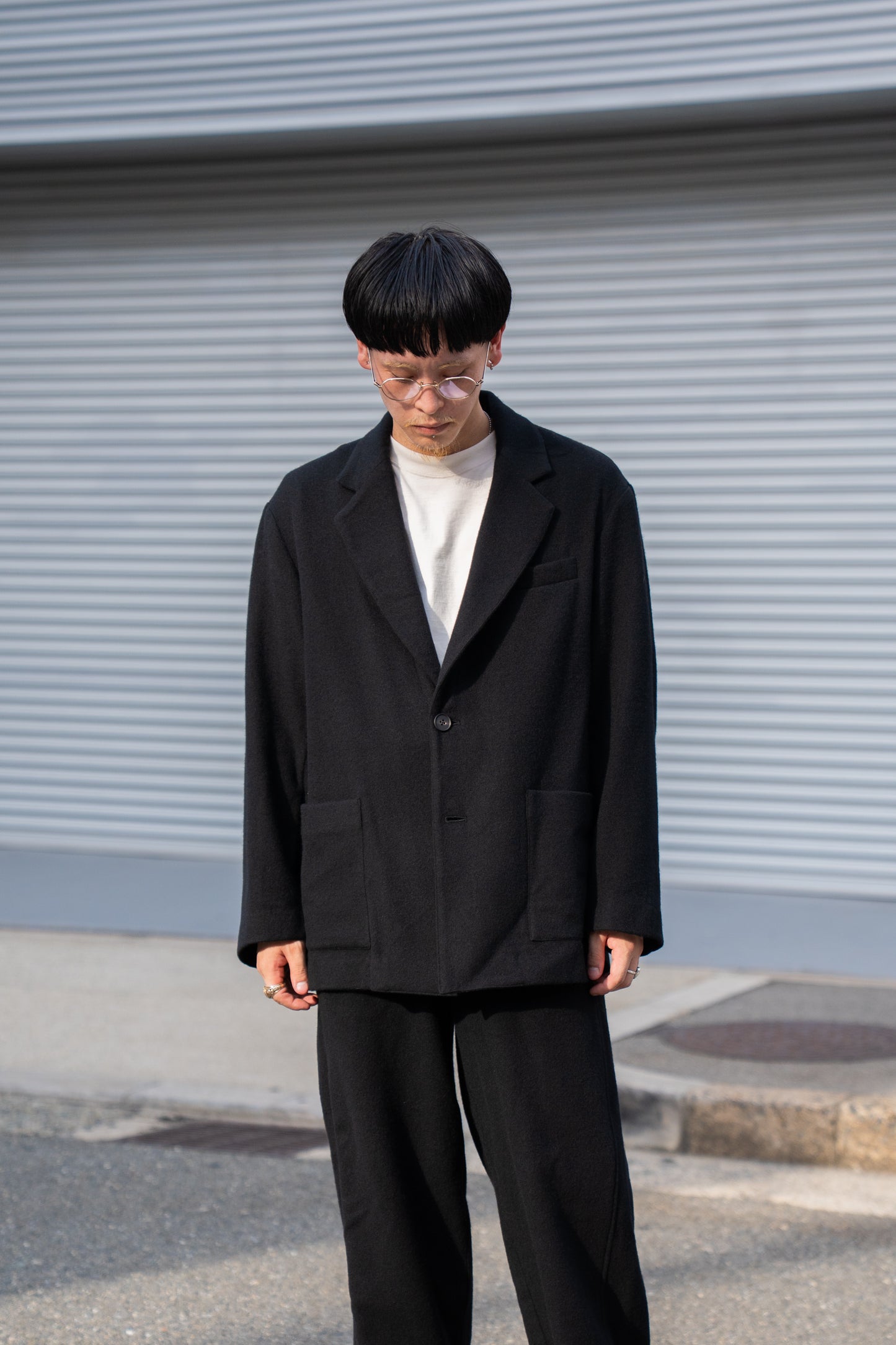 WOOL/CASHMERE FLEECE SINGLE BREASTED JACKET(ST.1268)