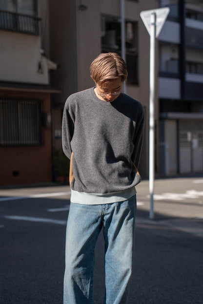 EXTRA FINE WOOL KNIT COLOR BLOCK LS(ST.1479)