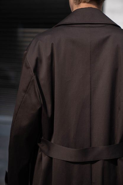 COTTON SATIN OVERSIZED DOUBLE BREASTED COAT(ST.1371)