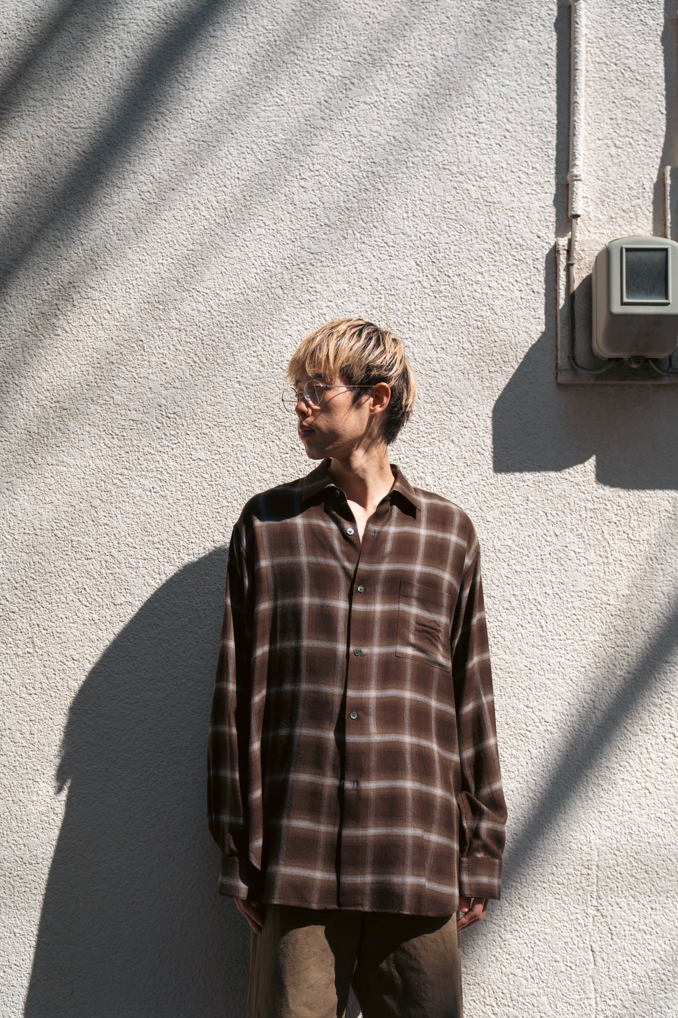 LY/VIS CHECK OVERSIZED LS SHIRT(ST.1461)