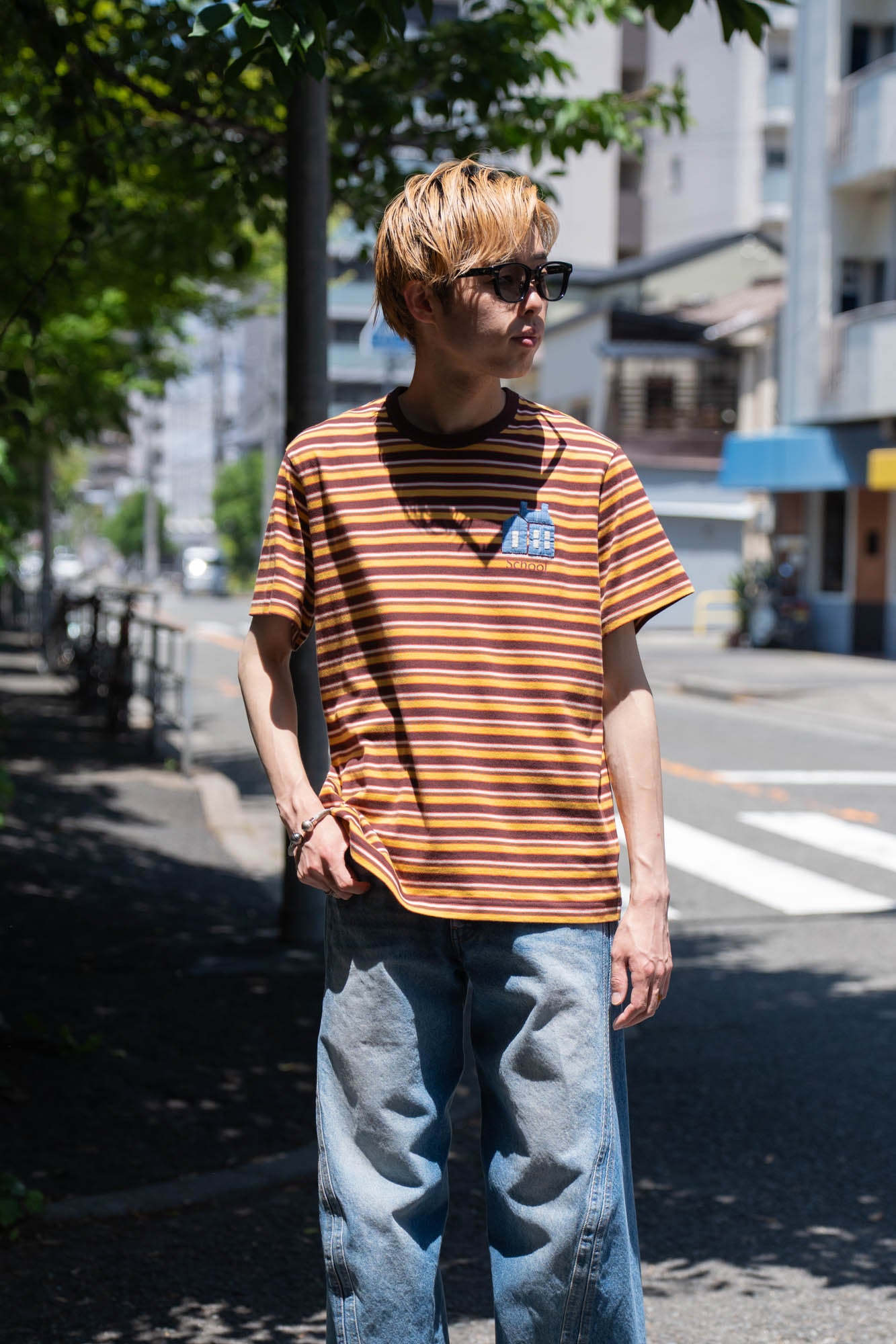 Hand-Embroidered Stripe T-Shirt