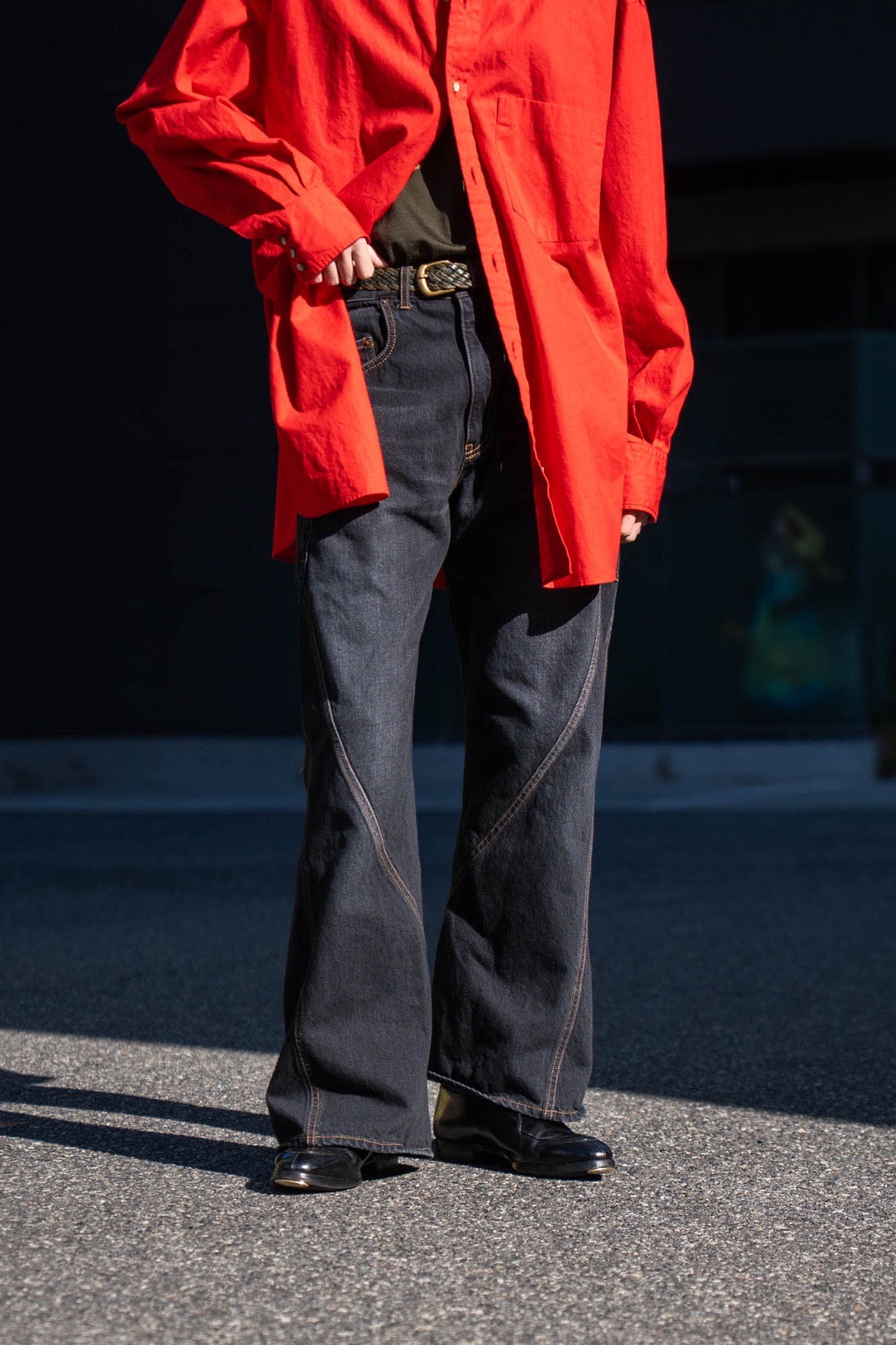 3D Cutting Denim Pants