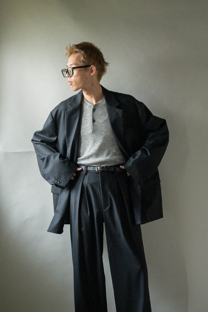 WOOL FLANNEL OVERSIZED SINGLE BREASTED JACKET(ST.1593)