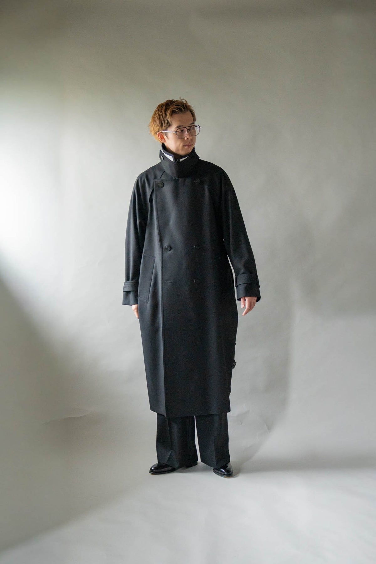 Wool Gabardine Trench Coat In Black