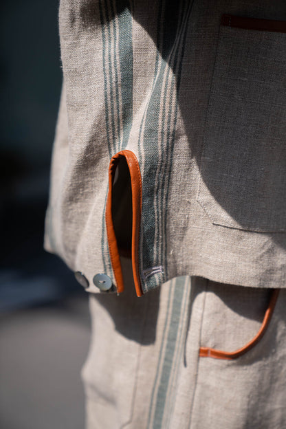FLLOWER SAK LINEN STRIPE JACKET