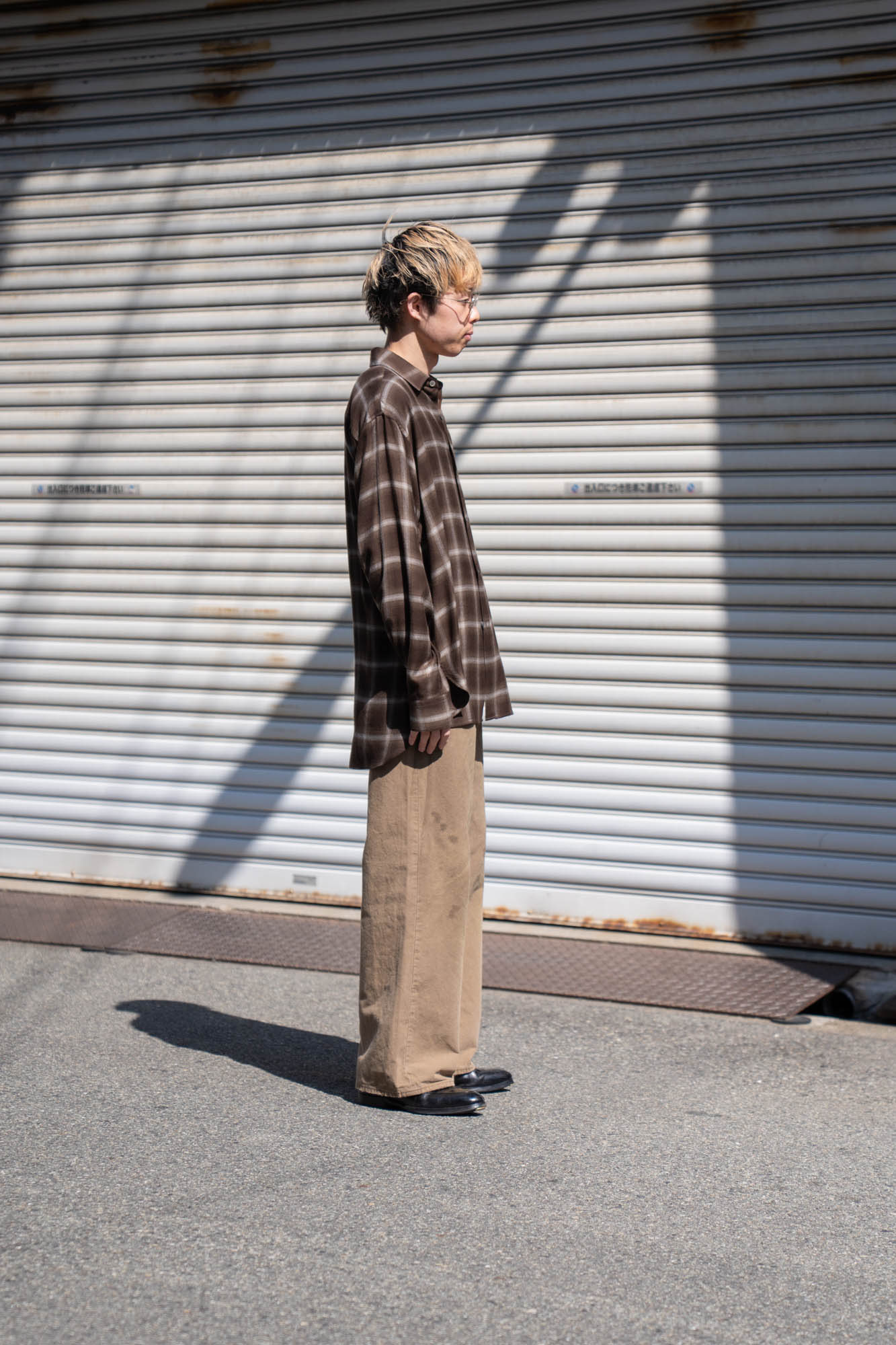 LY/VIS CHECK OVERSIZED LS SHIRT(ST.1461)