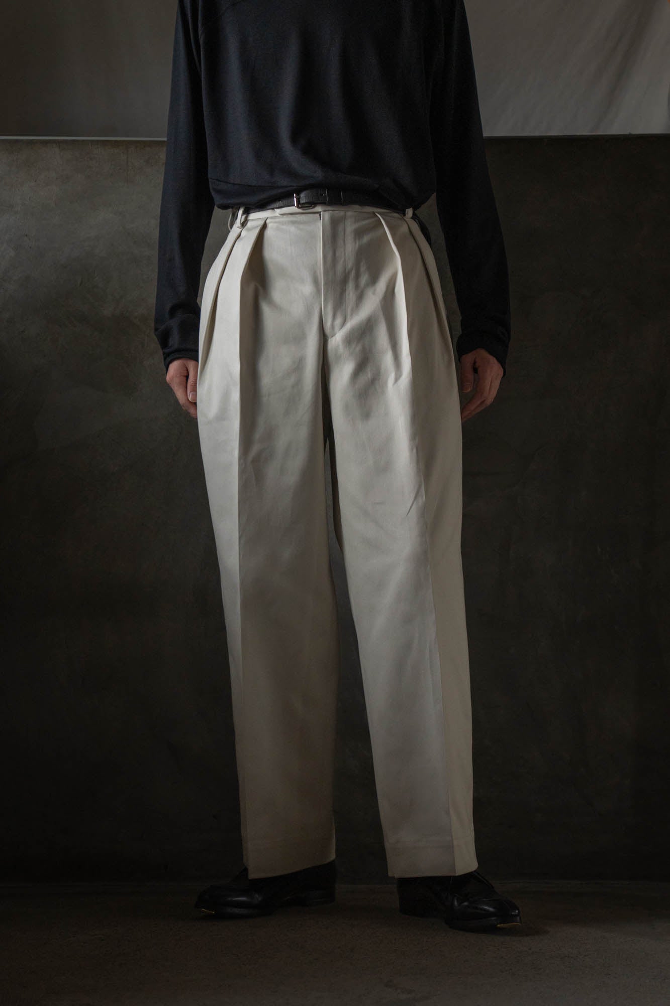 COTTON GABA 2TUCK WIDE SLACKS