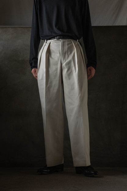 COTTON GABA 2TUCK WIDE SLACKS