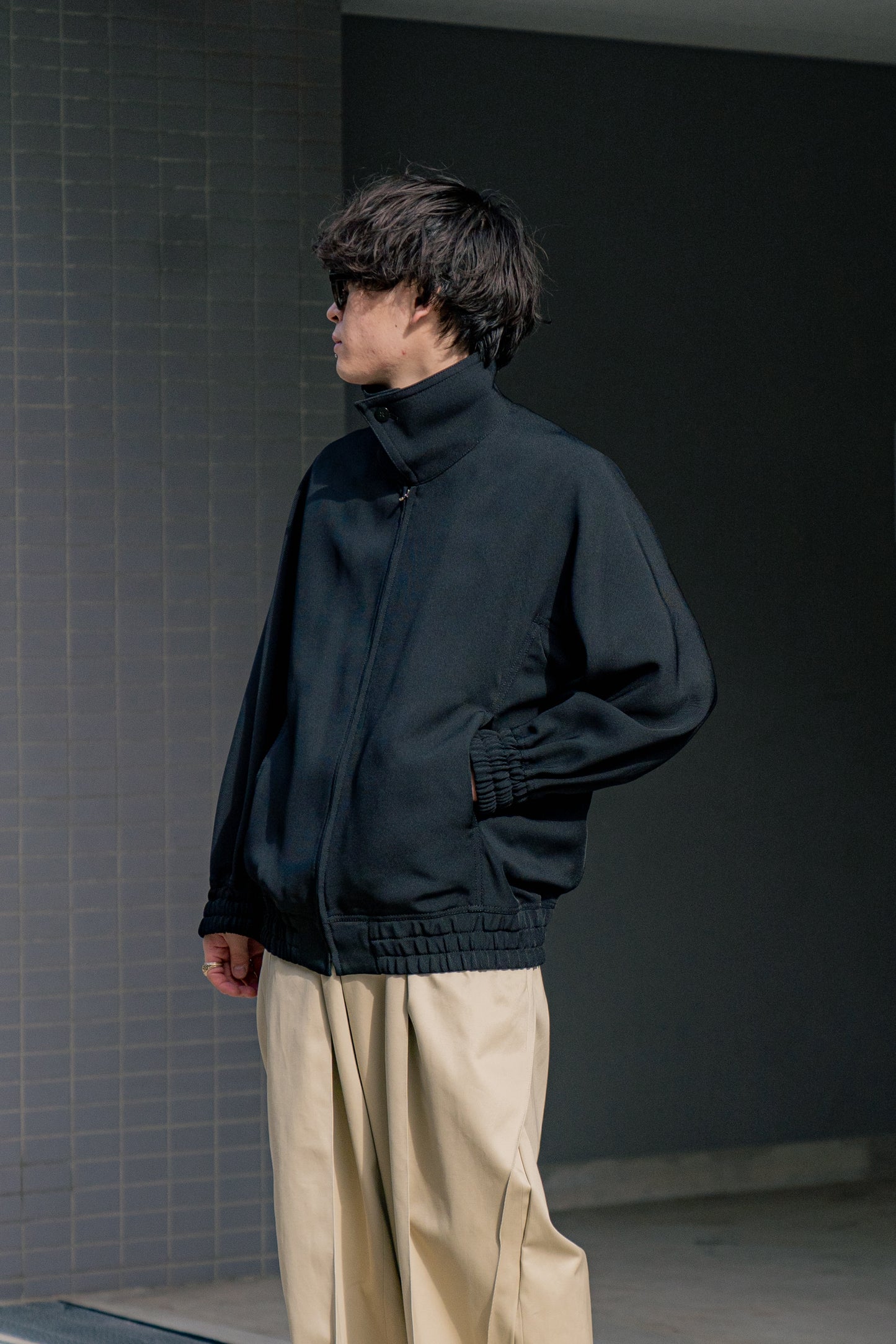 ZIP-UP BLOUSON IN RAYON TRICOTINE