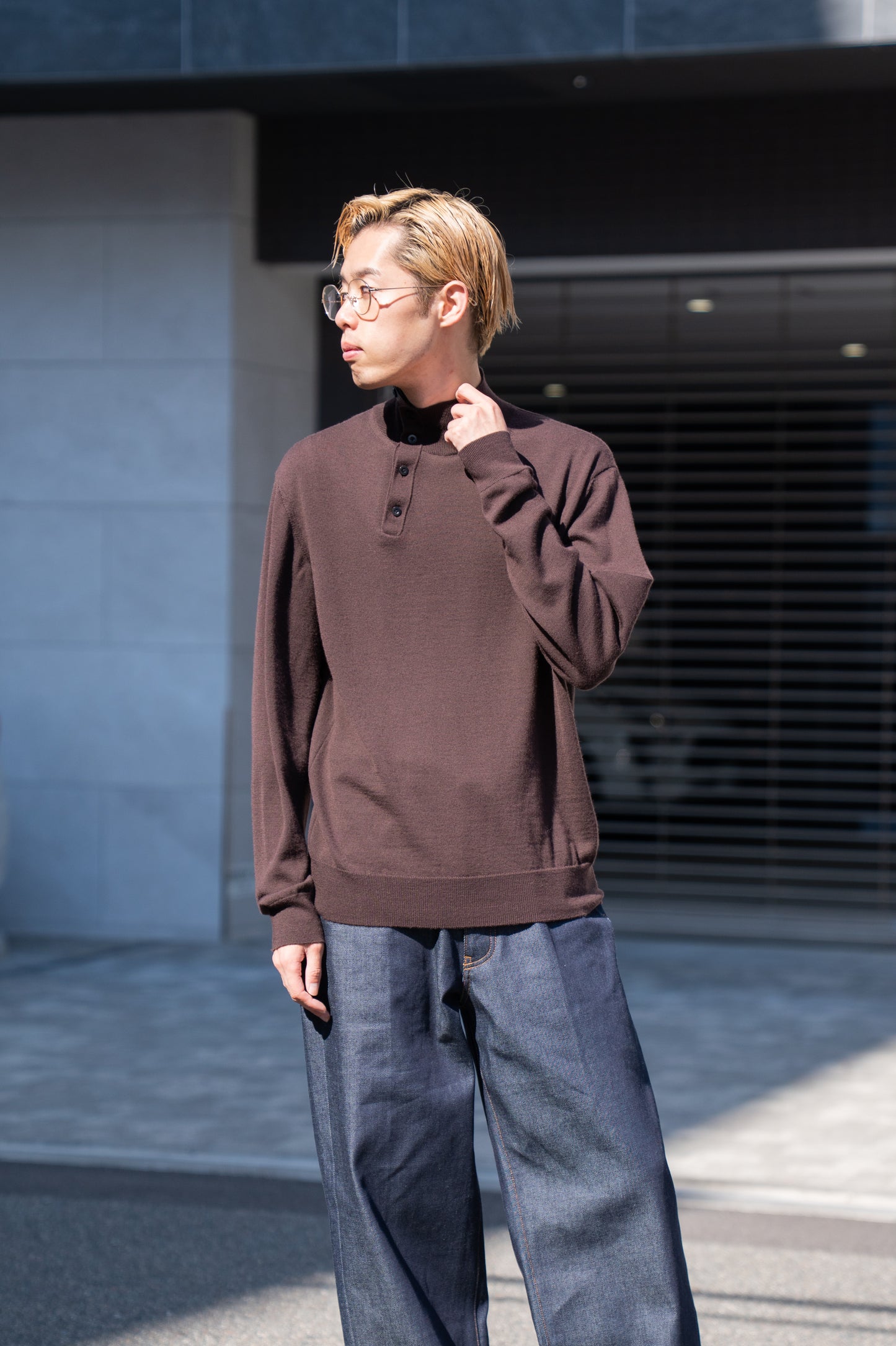 WOOL HIGH-NECK KNIT PULLOVER