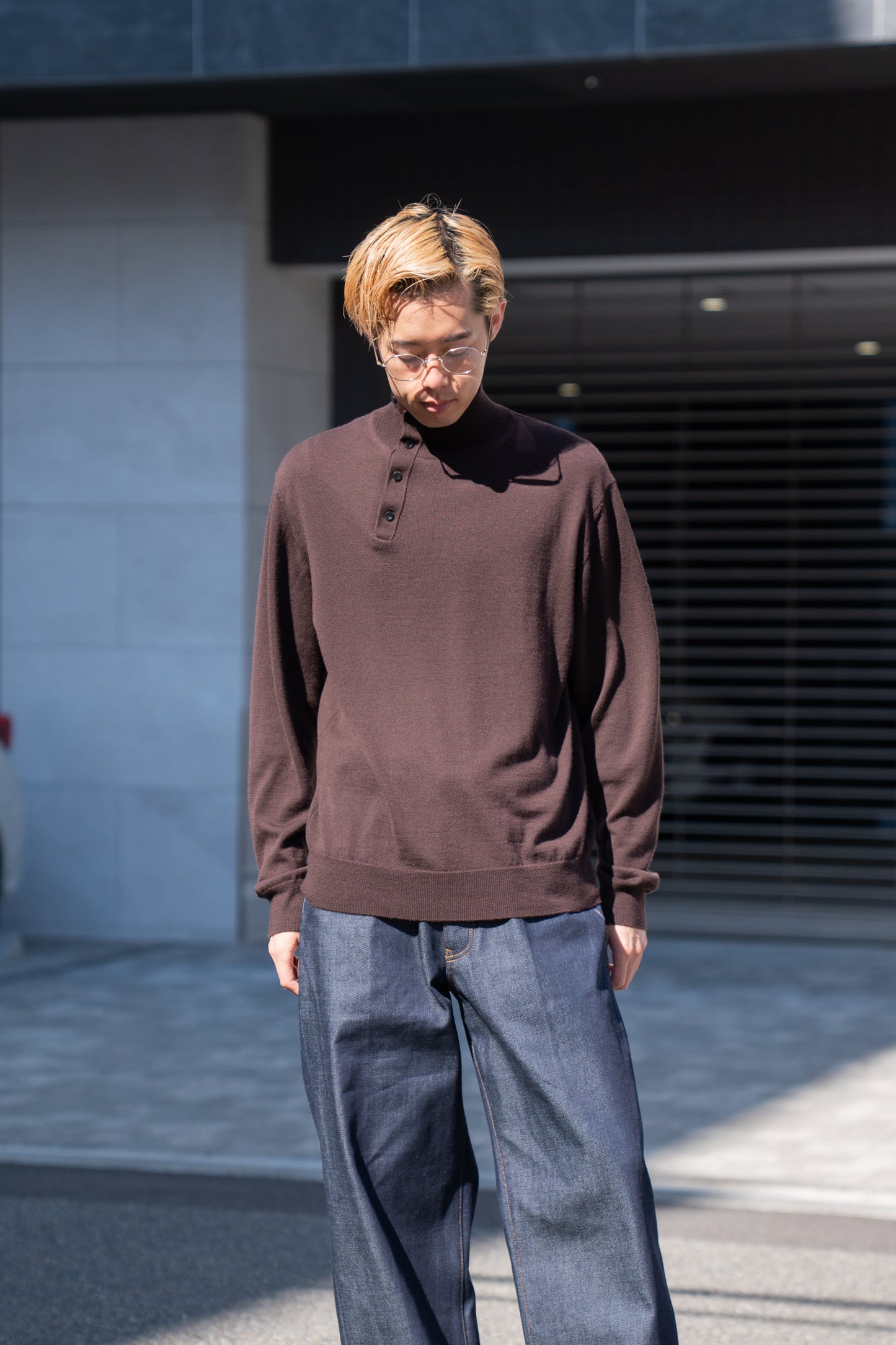 WOOL HIGH-NECK KNIT PULLOVER