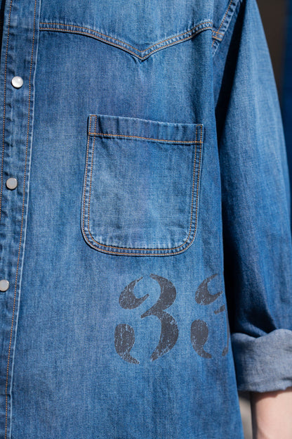 Hand-Embroidered Denim Shirt