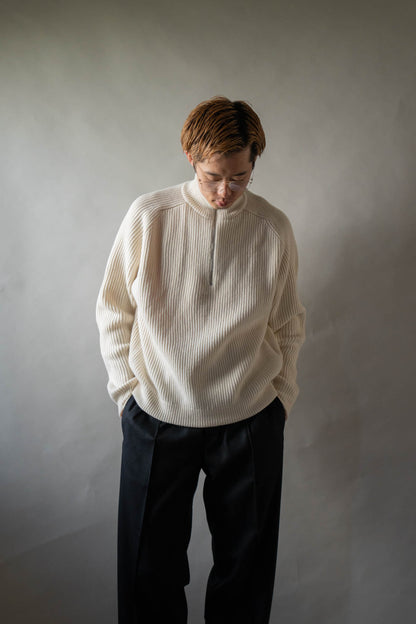 HALF ZIP RIBBED JUMPER